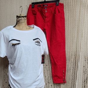 Red Skinny Ankle Cut Pants by a.n.a Size 28 8P